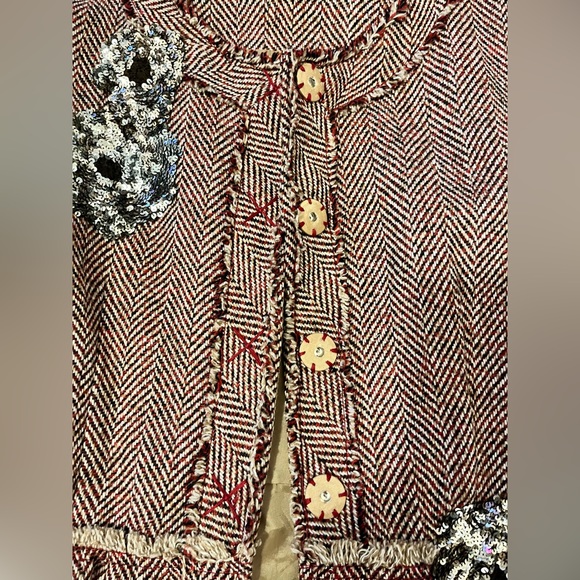 BCBG Designer Chevron Tweed Wool Blend Jacket - Picture 6 of 7